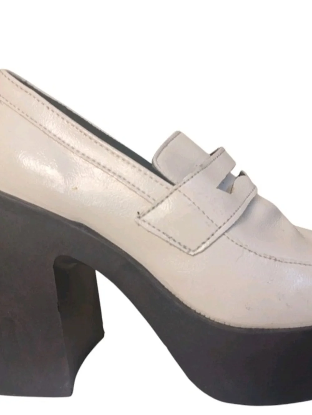 ASOS Design Profile Chunky High Heel Loafer Ivory Sz 6 Platform Shoe Y2K Design